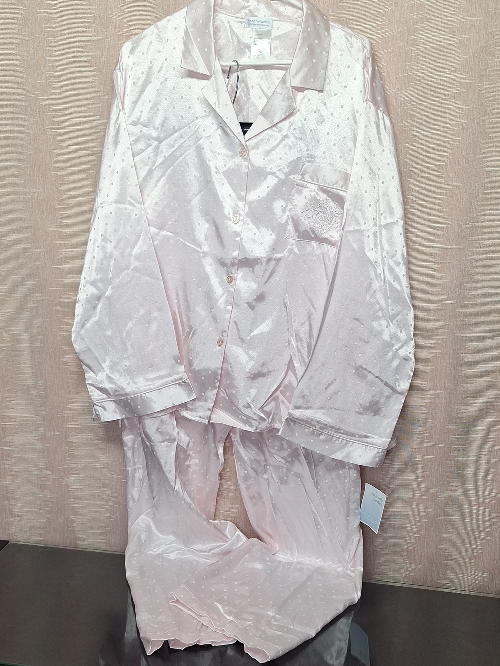 Satin Polka-Dot Pajama Set - Light Pink